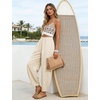 image:imageTanming Womens Barrel Pants High Elastic Waisted Summer Capri Pants Loose Fit Casual Wide Leg TrousersApricot