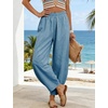 image:imageTanming Womens Barrel Pants High Elastic Waisted Summer Capri Pants Loose Fit Casual Wide Leg TrousersLight Blue