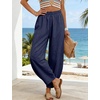 image:imageTanming Womens Barrel Pants High Elastic Waisted Summer Capri Pants Loose Fit Casual Wide Leg TrousersNavy