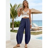 image:imageTanming Womens Barrel Pants High Elastic Waisted Summer Capri Pants Loose Fit Casual Wide Leg TrousersNavy