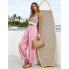 image:imageTanming Womens Barrel Pants High Elastic Waisted Summer Capri Pants Loose Fit Casual Wide Leg TrousersPink
