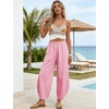 image:imageTanming Womens Barrel Pants High Elastic Waisted Summer Capri Pants Loose Fit Casual Wide Leg TrousersPink