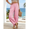 image:imageTanming Womens Barrel Pants High Elastic Waisted Summer Capri Pants Loose Fit Casual Wide Leg TrousersPink