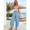 image:imageTanming Womens Barrel Pants High Elastic Waisted Summer Capri Pants Loose Fit Casual Wide Leg TrousersSky Blue