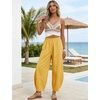 image:imageTanming Womens Barrel Pants High Elastic Waisted Summer Capri Pants Loose Fit Casual Wide Leg TrousersYellow