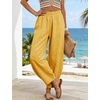 image:imageTanming Womens Barrel Pants High Elastic Waisted Summer Capri Pants Loose Fit Casual Wide Leg TrousersYellow