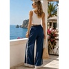 image:imageTanming Womens Elastic Waist Baggy Wide Leg Workout Track Pants  Adjustable Drawstring Lightweight Fabric Parachute Pants Ease of Movement Lace Trim Casual Workout DailywearNavy