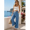 image:imageTanming Womens Elastic Waist Baggy Wide Leg Workout Track Pants  Adjustable Drawstring Lightweight Fabric Parachute Pants Ease of Movement Lace Trim Casual Workout DailywearBlue