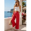 image:imageTanming Womens Elastic Waist Baggy Wide Leg Workout Track Pants  Adjustable Drawstring Lightweight Fabric Parachute Pants Ease of Movement Lace Trim Casual Workout DailywearRed