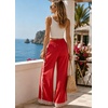 image:imageTanming Womens Elastic Waist Baggy Wide Leg Workout Track Pants  Adjustable Drawstring Lightweight Fabric Parachute Pants Ease of Movement Lace Trim Casual Workout DailywearRed