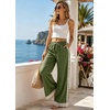 image:imageTanming Womens Elastic Waist Baggy Wide Leg Workout Track Pants  Adjustable Drawstring Lightweight Fabric Parachute Pants Ease of Movement Lace Trim Casual Workout DailywearGreen