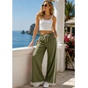 image:imageTanming Womens Elastic Waist Baggy Wide Leg Workout Track Pants  Adjustable Drawstring Lightweight Fabric Parachute Pants Ease of Movement Lace Trim Casual Workout DailywearGreen