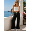 image:imageTanming Womens Elastic Waist Baggy Wide Leg Workout Track Pants  Adjustable Drawstring Lightweight Fabric Parachute Pants Ease of Movement Lace Trim Casual Workout DailywearBlack