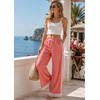 image:imageTanming Womens Elastic Waist Baggy Wide Leg Workout Track Pants  Adjustable Drawstring Lightweight Fabric Parachute Pants Ease of Movement Lace Trim Casual Workout DailywearPink