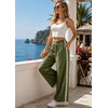 image:imageTanming Womens Elastic Waist Baggy Wide Leg Workout Track Pants  Adjustable Drawstring Lightweight Fabric Parachute Pants Ease of Movement Lace Trim Casual Workout DailywearGreen