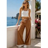 image:imageTanming Womens Elastic Waist Baggy Wide Leg Workout Track Pants  Adjustable Drawstring Lightweight Fabric Parachute Pants Ease of Movement Lace Trim Casual Workout DailywearBrown