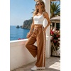 image:imageTanming Womens Elastic Waist Baggy Wide Leg Workout Track Pants  Adjustable Drawstring Lightweight Fabric Parachute Pants Ease of Movement Lace Trim Casual Workout DailywearBrown