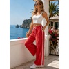image:imageTanming Womens Elastic Waist Baggy Wide Leg Workout Track Pants  Adjustable Drawstring Lightweight Fabric Parachute Pants Ease of Movement Lace Trim Casual Workout DailywearRed