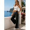 image:imageTanming Womens Elastic Waist Baggy Wide Leg Workout Track Pants  Adjustable Drawstring Lightweight Fabric Parachute Pants Ease of Movement Lace Trim Casual Workout DailywearBlack