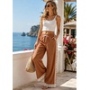 image:imageTanming Womens Elastic Waist Baggy Wide Leg Workout Track Pants  Adjustable Drawstring Lightweight Fabric Parachute Pants Ease of Movement Lace Trim Casual Workout DailywearBrown