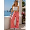 image:imageTanming Womens Elastic Waist Baggy Wide Leg Workout Track Pants  Adjustable Drawstring Lightweight Fabric Parachute Pants Ease of Movement Lace Trim Casual Workout DailywearPink
