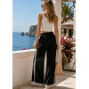 image:imageTanming Womens Elastic Waist Baggy Wide Leg Workout Track Pants  Adjustable Drawstring Lightweight Fabric Parachute Pants Ease of Movement Lace Trim Casual Workout DailywearBlack