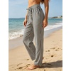 image:imageTanming Womens Striped Pants Summer Casual High Waisted Drawstring Beach Pant Tapered Trousers with PocketsBlack