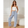image:imageTanming Womens Striped Pants Summer Casual High Waisted Drawstring Beach Pant Tapered Trousers with PocketsBlue