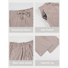 image:imageTanming Womens Striped Pants Summer Casual High Waisted Drawstring Beach Pant Tapered Trousers with PocketsBrown