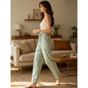 image:imageTanming Womens Striped Pants Summer Casual High Waisted Drawstring Beach Pant Tapered Trousers with PocketsGreen