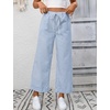 image:imageTanming Womens Wide Leg Pants Elastic Waist Striped Palazzo Pants with Pockets Casual Lounge TrousersBlue