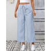 image:imageTanming Womens Wide Leg Pants Elastic Waist Striped Palazzo Pants with Pockets Casual Lounge TrousersBlue