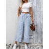 image:imageTanming Womens Wide Leg Pants Elastic Waist Striped Palazzo Pants with Pockets Casual Lounge TrousersBlue
