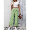 image:imageTanming Womens Wide Leg Pants Elastic Waist Striped Palazzo Pants with Pockets Casual Lounge TrousersGreen