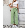 image:imageTanming Womens Wide Leg Pants Elastic Waist Striped Palazzo Pants with Pockets Casual Lounge TrousersGreen
