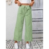 image:imageTanming Womens Wide Leg Pants Elastic Waist Striped Palazzo Pants with Pockets Casual Lounge TrousersGreen