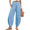 image:imageTanming Womens Barrel Pants High Elastic Waisted Summer Capri Pants Loose Fit Casual Wide Leg TrousersSky Blue