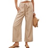 image:imageTanming Womens Wide Leg Pants Elastic Waist Striped Palazzo Pants with Pockets Casual Lounge TrousersBrown