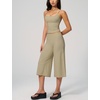 image:imageTanming Two Piece Sets for Women Gym Yoga Pilates Outfits  Sleeveless Halter Top Mid Elastic Waist Capri Pants Breathable Material Airport Travel Beach Vacation Lounge SetKhaki