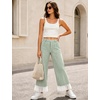 image:imageTanming Womens Casual Striped Lace Hem Wide Leg Palazzo Pants  Elastic Waistband Lace Hem Detailed Striped Boho Styles Breathable SkinFriendly Fabric Side Pockets Vacation DailywearGreen