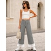 image:imageTanming Womens Casual Striped Lace Hem Wide Leg Palazzo Pants  Elastic Waistband Lace Hem Detailed Striped Boho Styles Breathable SkinFriendly Fabric Side Pockets Vacation DailywearBlack