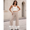 image:imageTanming Womens Casual Striped Lace Hem Wide Leg Palazzo Pants  Elastic Waistband Lace Hem Detailed Striped Boho Styles Breathable SkinFriendly Fabric Side Pockets Vacation DailywearBrown