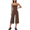 image:imageTanming Two Piece Sets for Women Gym Yoga Pilates Outfits  Sleeveless Halter Top Mid Elastic Waist Capri Pants Breathable Material Airport Travel Beach Vacation Lounge SetBrown