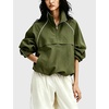image:imageTanmimg Womens Casual Quarter Zip Pullover Windbreaker Jacket  Hand Pockets Stand Collar Adjustable Drawstring Loose Fit WindResistant Lightweight amp PackableGreen