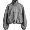 image:imageTanmimg Womens Casual Quarter Zip Pullover Windbreaker Jacket  Hand Pockets Stand Collar Adjustable Drawstring Loose Fit WindResistant Lightweight amp PackableGrey