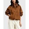 image:imageTanmimg Womens Casual Quarter Zip Pullover Windbreaker Jacket  Hand Pockets Stand Collar Adjustable Drawstring Loose Fit WindResistant Lightweight amp PackableBrown