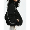 image:imageTanmimg Womens Casual Quarter Zip Pullover Windbreaker Jacket  Hand Pockets Stand Collar Adjustable Drawstring Loose Fit WindResistant Lightweight amp PackableBlack