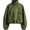 image:imageTanmimg Womens Casual Quarter Zip Pullover Windbreaker Jacket  Hand Pockets Stand Collar Adjustable Drawstring Loose Fit WindResistant Lightweight amp PackableGreen