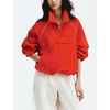 image:imageTanmimg Womens Casual Quarter Zip Pullover Windbreaker Jacket  Hand Pockets Stand Collar Adjustable Drawstring Loose Fit WindResistant Lightweight amp PackableRed