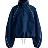 image:imageTanmimg Womens Casual Quarter Zip Pullover Windbreaker Jacket  Hand Pockets Stand Collar Adjustable Drawstring Loose Fit WindResistant Lightweight amp PackableNavy